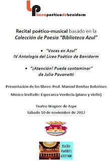 Presentación de la colección de poesía Biblioteca Azul en Aspe