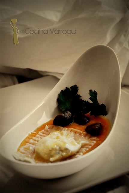 Ravioli de queso Ajbane con crema de calabaza al cilantro