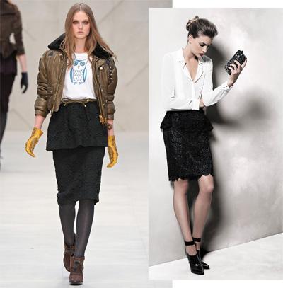 aw12 clones mango burberry prorsum falda encaje El ataque de los clones: Mango Lookbook Noviembre