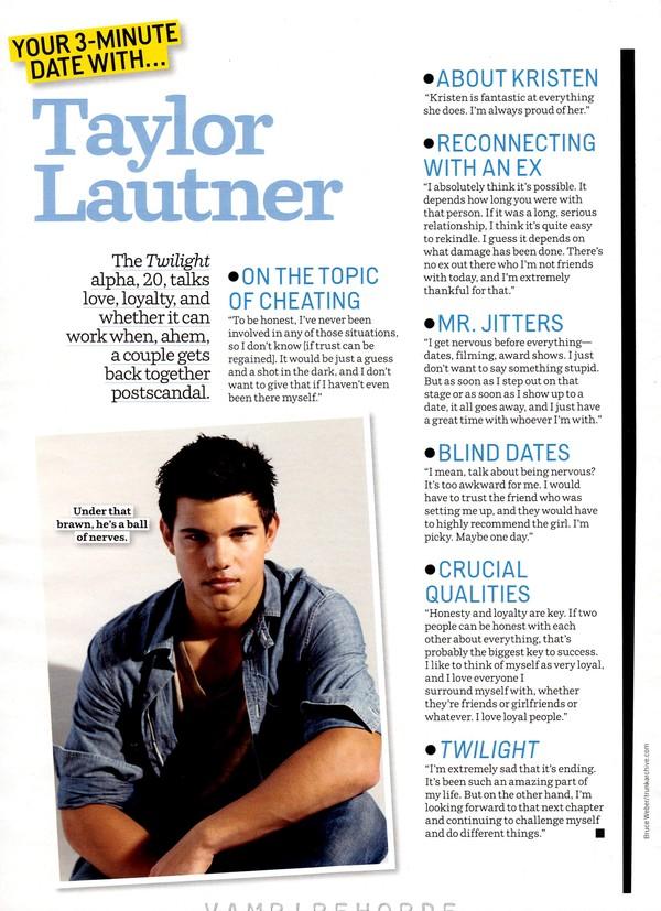 Taylor Lautner en Cosmopolitan “soy amigo de todas mis ex”