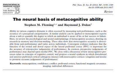 Las bases neuronales de la habilidad metacognitiva - Fleming y Dolan