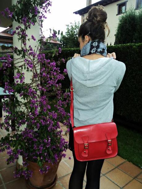 Leather Skirt and Sweatshirt