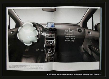 Peugeot introduce un airbag en una revista