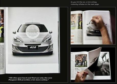 Peugeot introduce un airbag en una revista