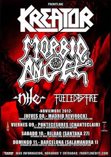 EL GRITO METALLIKO; Fueled By Fire+Nile+Morbid Angel+Kreator, Sala Penelope, Madrid, 08/11/2012