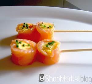Rollito de salmón con mantequilla de cítricos, aperitivos para sorprender