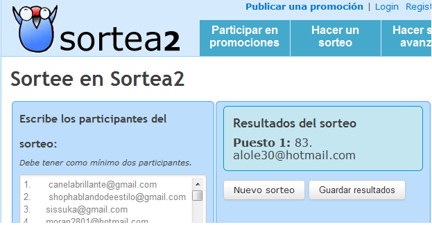 Resulatado sorteo Gisela Intimates