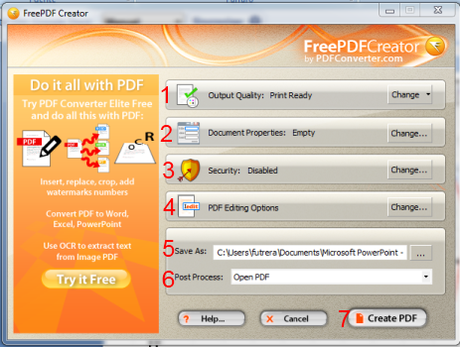 Configuración FreePDF Creator Configuración FreePDF Creator