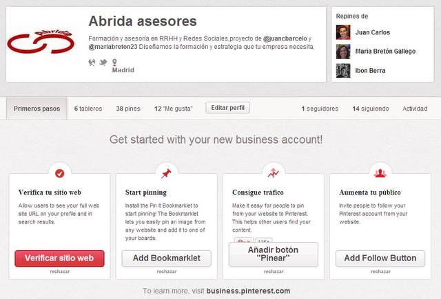 como crear un perfil de empresa en Pinterest maria breton