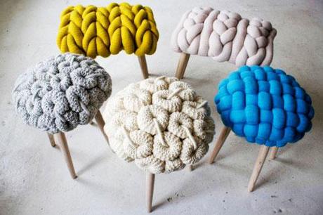 Elementos decorativos con tejidos de punto