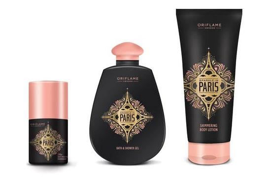 desodorante, gel de ducha y crema corporal Sparkle in Paris