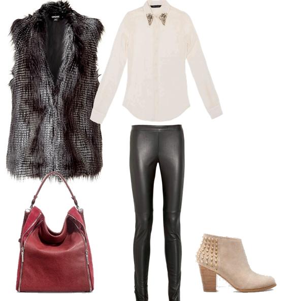 outfit con chaleco de pelo