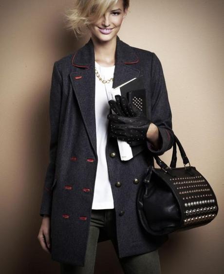 DE TIENDAS: Un invierno muy BLANCO! Blanco: lookbook new fall 2012 abrigo gris con ojales rojos