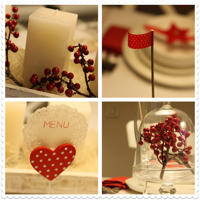 4 mesas de navidad: rojo - 4 Christmas table settings: red