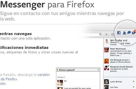 Nueva integración de Firefox con Facebook