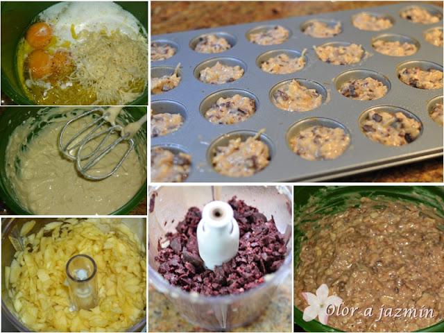 Mini magdalenas de manzana y morcilla