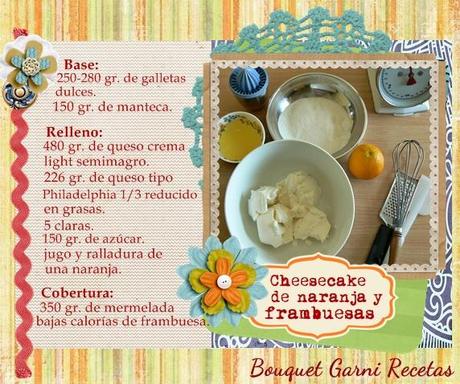 Cheesecake de naranja y frambuesas