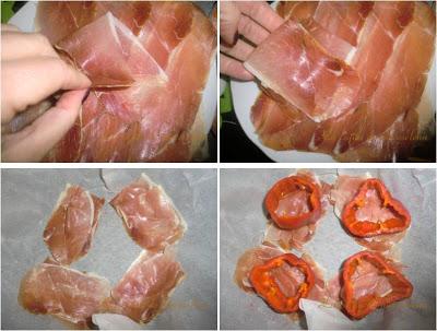 Aros de pimiento con huevos en nido