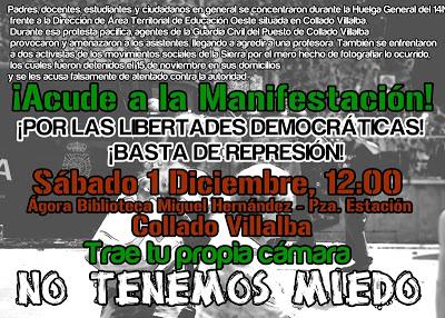 Manifestación en Collado Villalba. ¡Por las libertades democráticas! ¡Basta de represión!