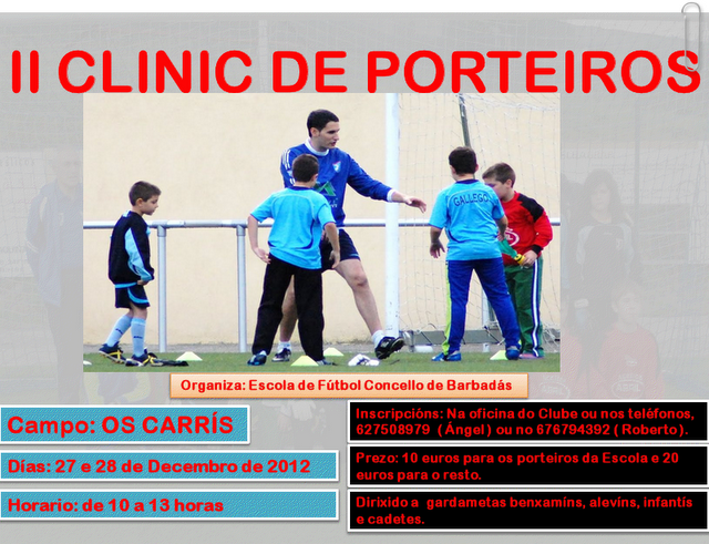 II CLINIC DE PORTEROS ESCUELA DE FÚTBOL BARBADÁS