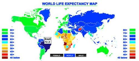 La esperanza de vida en diversos países, en un mapa interactivo Life-Expentancy