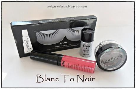 Disco Ball, Lip Cream, y pestañas postizas de Nyx y Pigmento FaceFront desde Blanc To Noir.