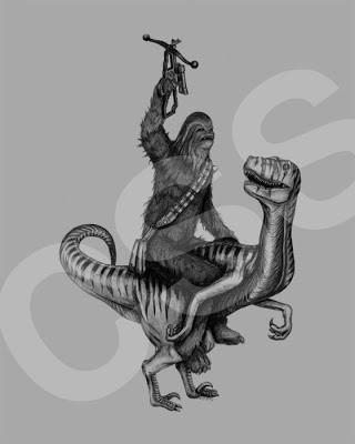Chewbacca Riding a Velociraptor Dinosaur