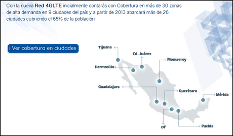 Cobertura LTE (4G) de Telcel en México