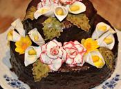 Tarta platano cubierta chocolate flores azucar