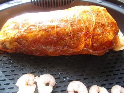 Rape alangostado relleno en salsa de gambas