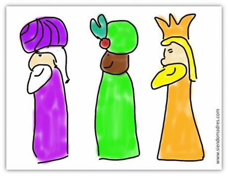 Los tres Reyes Magos, Melchor, Baltasar y Gaspar.