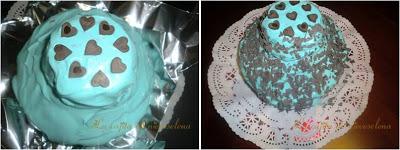 Tarta de chocolate con frosting azul de queso