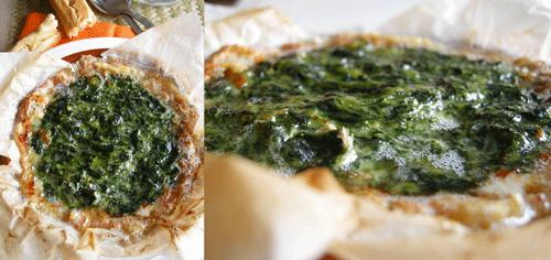 Crema de espinacas en carcasa del Casar