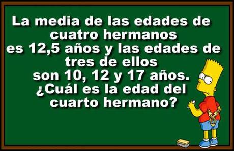La media de las edades de cuatro hermanos es 12,5 años y las edades de tres de ellos son 10, 12 y 17 años. ¿Cuál es la edad del cuarto hermano? El Quizz de Hoy…¿Cuanto sabes de la Eso ? Prueba de nivel de 3º de ESO – JUEGO QUIZZ DE PREGUNTAS