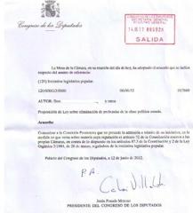 Lo piden 500 mil españoles: Congreso de los Diputados rechaza
Iniciativa Legislativa Popular para eliminar prebendas a políticos que
pierden su cargo