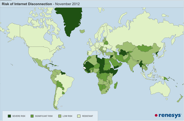 Este mapa muestra qué tan fácil es desconectar a tu país de Internet