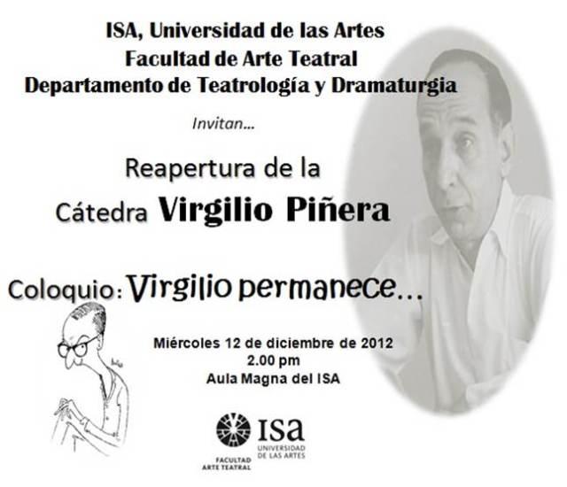 Invitación a reapertura de la Cátedra Virgilio Piñera