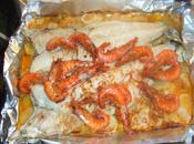 Merluza horno langostinos plancha