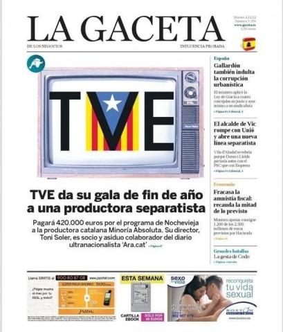 Portada de La Gaceta contra Minoría Absoluta