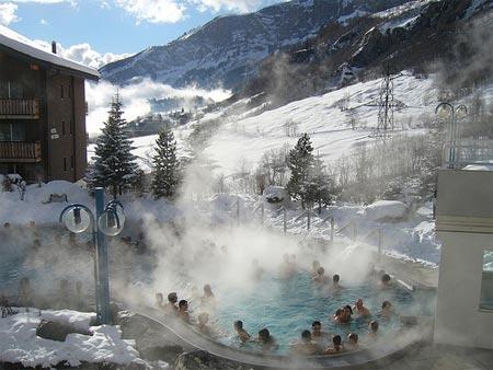 Un baño calentito con vistas invernales