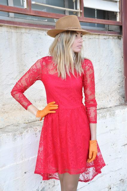 Red lace dress for Christmas season!!