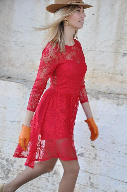 Red lace dress for Christmas season!!