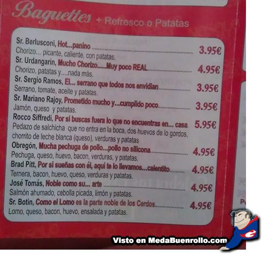 Vas a comer a un bar, te pones a leer la carta y lees…