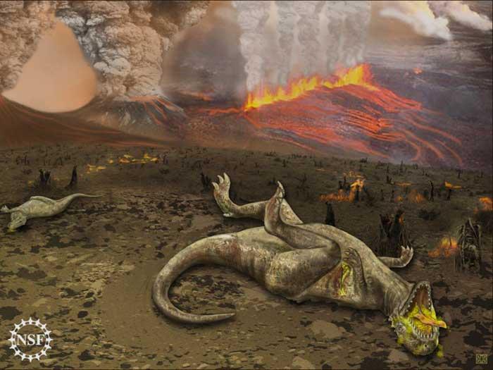 erupciones volcánicas produjeron la extinción de los dinosaurios