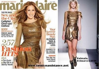 Sarah Jessica Parker, de Balmain, portada de Marie Claire US, junio 2010. SJP covers Marie Claire june 2010