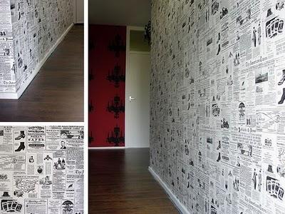 Empapelar la pared con papel de periódico