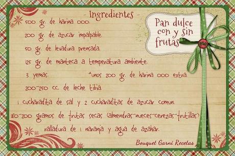 Receta de Navidad. Pan dulce con y sin frutas Receta de Navidad. Pan dulce con y sin frutas