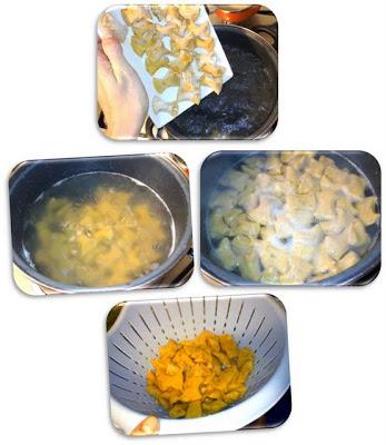 Gnoquis de boniato a la crema shiitake con nueces y remolacha frita