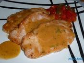 Filetes lomo cerdo salsa verduras