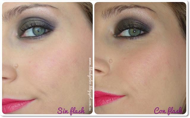 Look de maquillaje morado y oro viejo [pigmentos Meow Cosmetics]